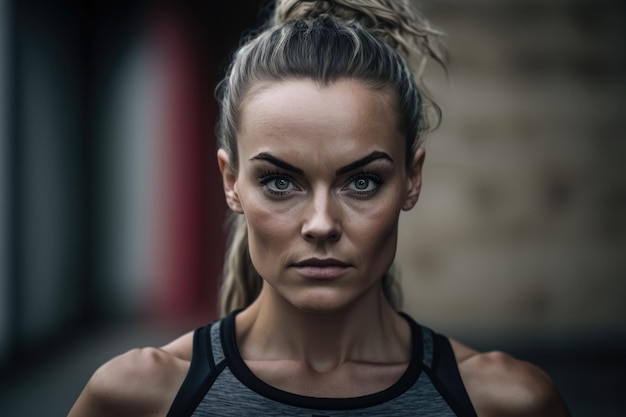 Sporty Spice Striking Portrait of a Fit Woman in Workout Clothes