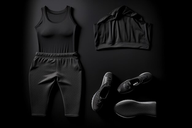 Sporty and Stylish Black Top and Leggings Mockup