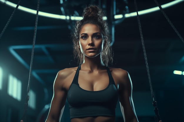 Sporty young woman working out in the gym Fitness and bodybuilding concept