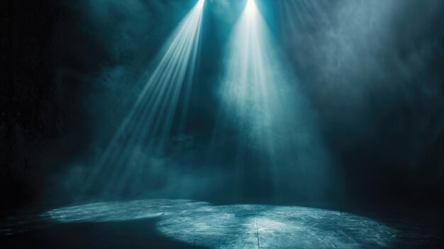 Photo a spotlight background with focused beams of light illuminating a dark stage creating a dramatic and intense effect that draws attention to the center of the scene