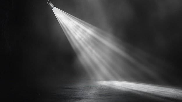 Photo spotlight beam in darkness