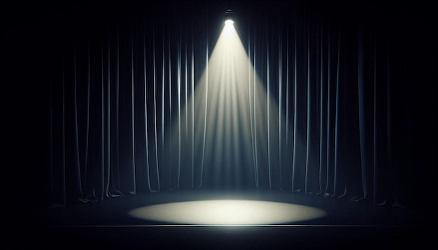 Photo spotlight on a black exclusive stage with a dark room