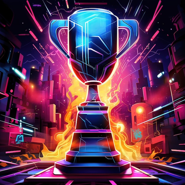 Spotlight on colorful trophy with captivating look Generative ai