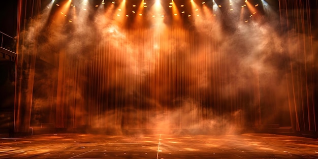 Spotlight on empty theater stage with classic backdrop ready for entertainment show Concept Theater Stage Classic Backdrop Entertainment Show Spotlight Empty Stage