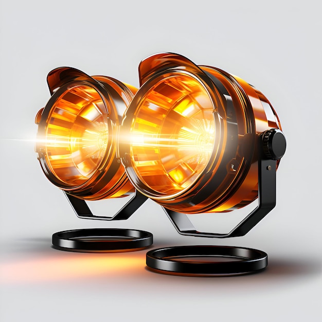 Spotlight on a white background 3D illustration Lens flare