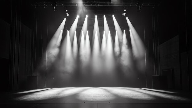 Photo spotlights creating a grid of light on the stage