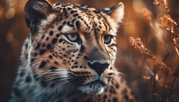 Spotted cheetah staring beauty in nature wilderness generated by AI