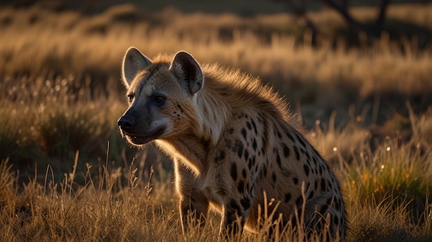 Photo spotted hyena at wild