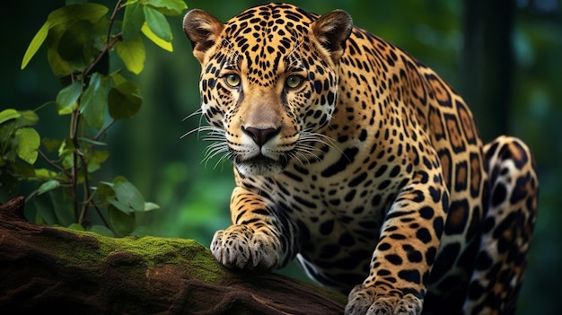 spotted jaguar stares majestic beauty in nature