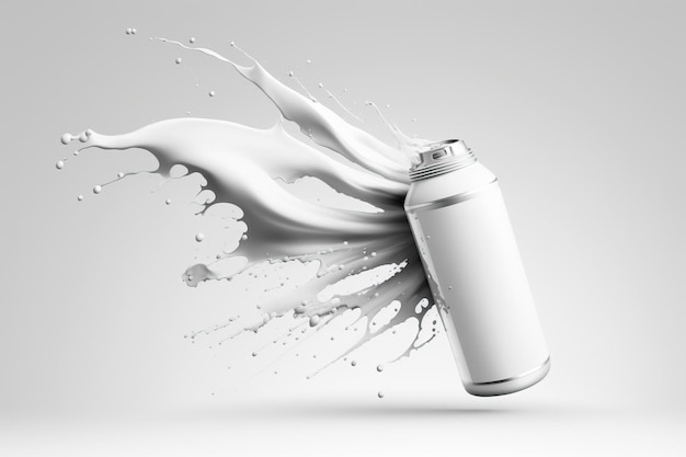 Spray can mockup with paint Space for text on a white background AI generated