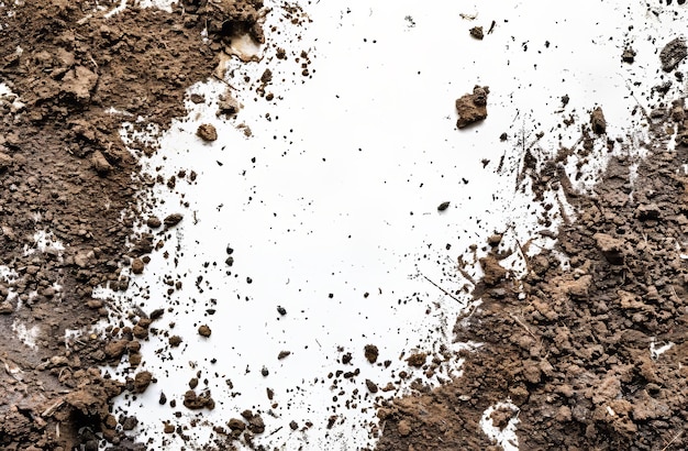 Photo sprayed drops of mud isolated on a white background clipped