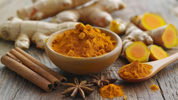 A spread of antioxidantrich es such as turmeric cinnamon and ginger known for their antiinflammatory