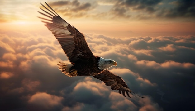 Spread wings in mid air majestic bird of prey in motion generated by artificial intelligence