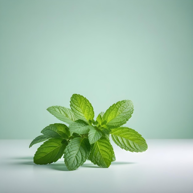 Photo a sprig of mint leaves on a table