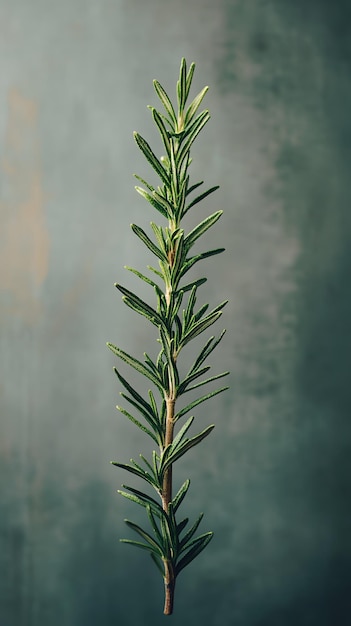 Photo a sprig of rosemary is shown against a grey background