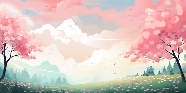 spring background anime style