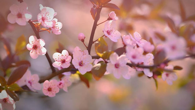 Spring background Beautiful flowering tree Japanese cherry Sakura Flowers on a sunny day