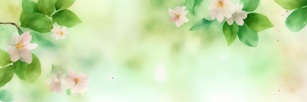 Spring background with flowers banner ai generation