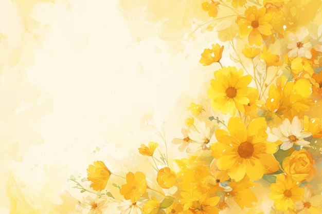 Spring background with flowers and leaves