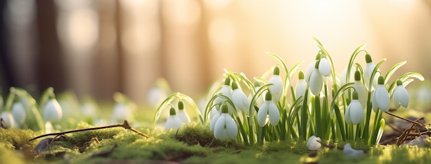 Spring Background with Snowdrops