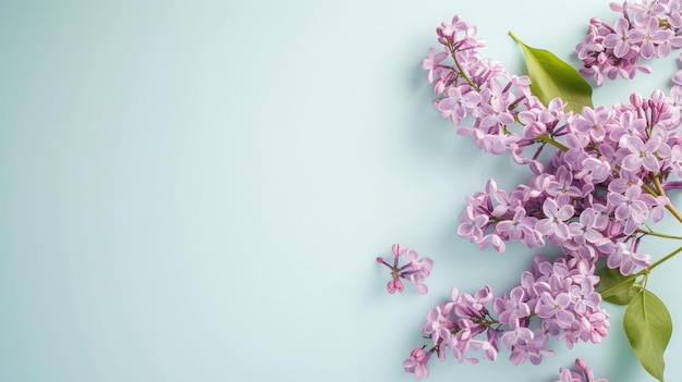 Spring beautiful lilac flowers top view floral background