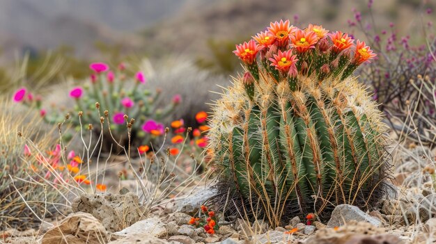 Spring Bloom of Ocotillo Wildflowers and Cactus in California Desert A Stunning Display of