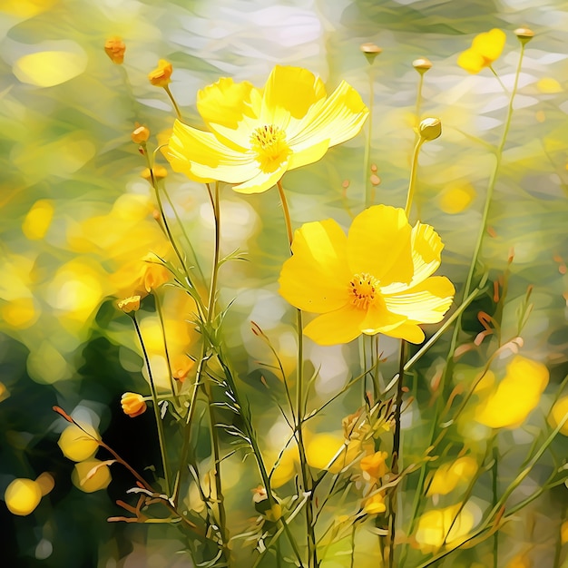 Spring Bloom Yellow Wildflower in Meadow