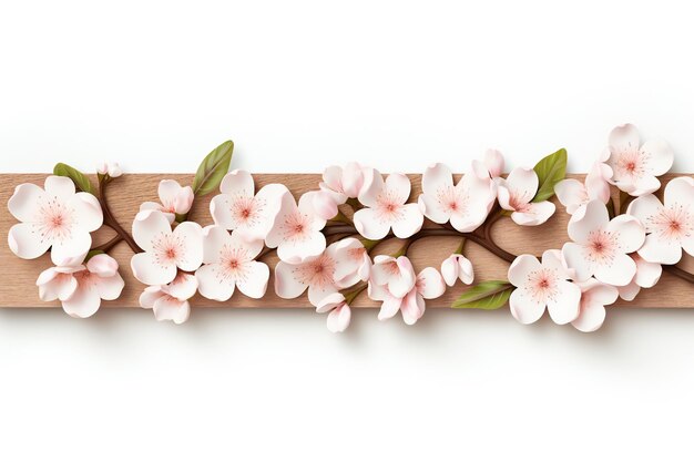 Photo spring blossom wooden banner isolated on white background