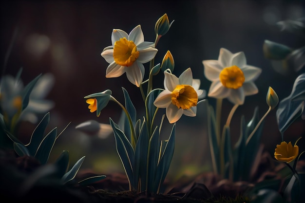 Spring daffodil flowersgenerative ai