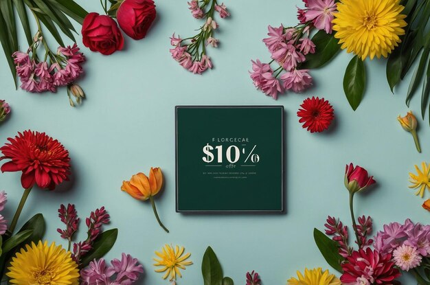 Photo spring discount ads with flowers and leaves