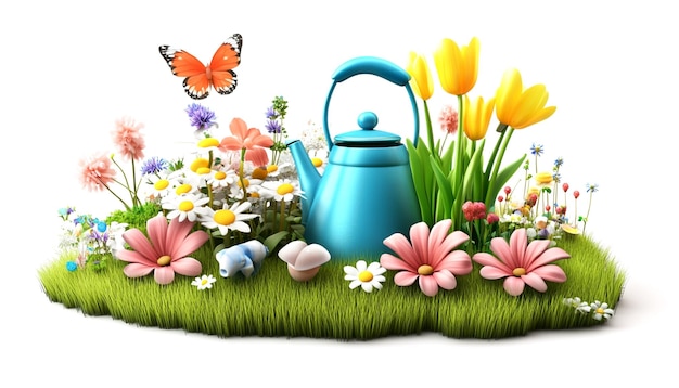 Photo spring elements 3d icon clipart on white background