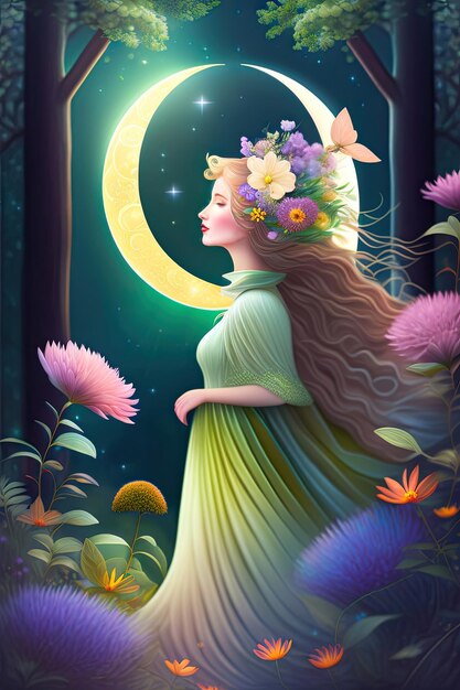 Spring equinox Fantasy fairy woodland creature in the forest