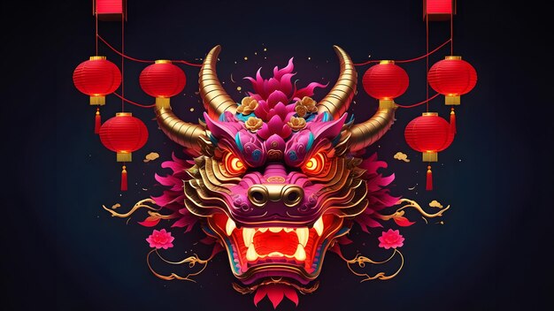 Spring Festival Chinese Traditional 3D Dragon Background