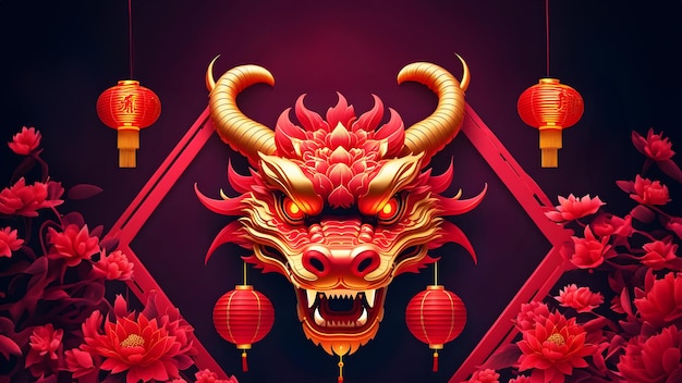 Spring Festival Chinese Traditional 3D Dragon Background