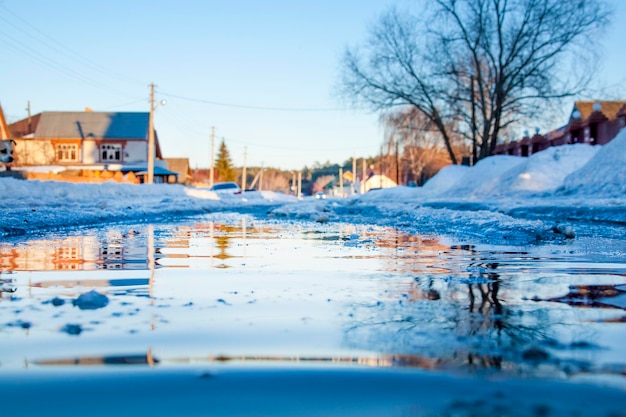 Spring flooding in the village