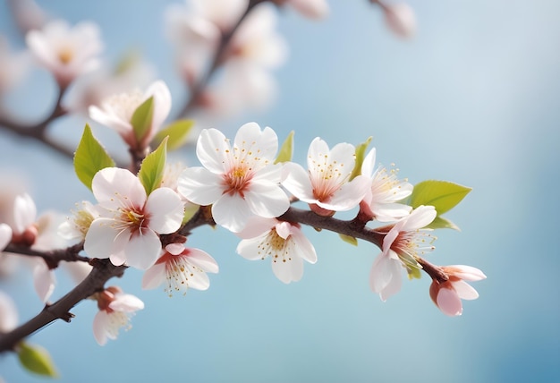 Spring floral abstract background with blossoming branches and copy space