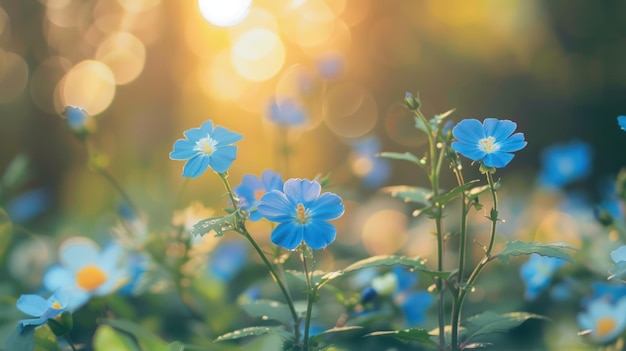 Spring floral background The early spring landscape is decorated with many blue flowers creating a stunning scene