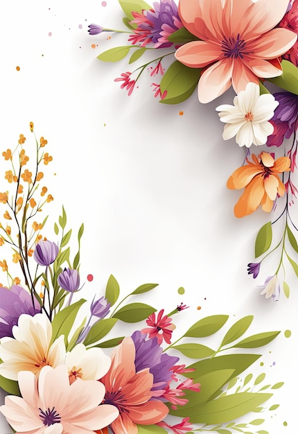 Spring Flower Border Invitation Concept Spring Theme