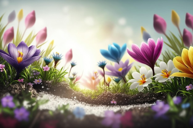 Spring Flower Natural Background Illustration AI Generative