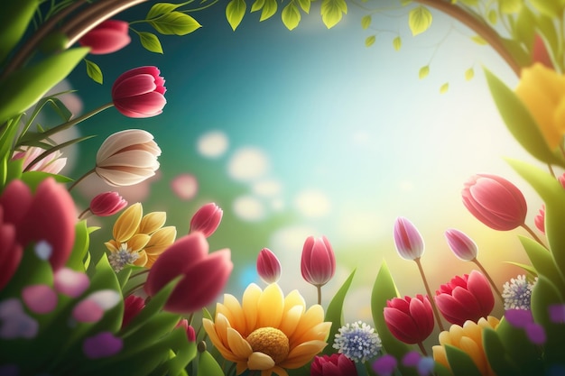 Spring Flower Natural Background Illustration AI Generative