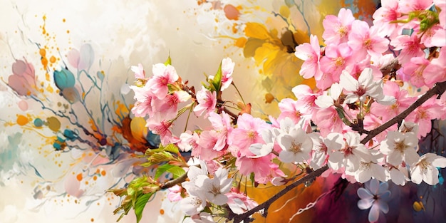 spring flowers colorful abstract flower art  paint