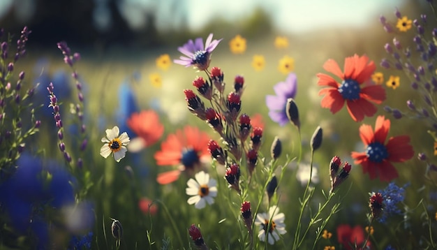 Spring flowers in a flower meadow