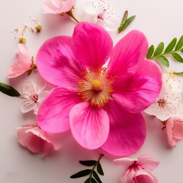 Spring flowers on a white background Summer aesthetic concept