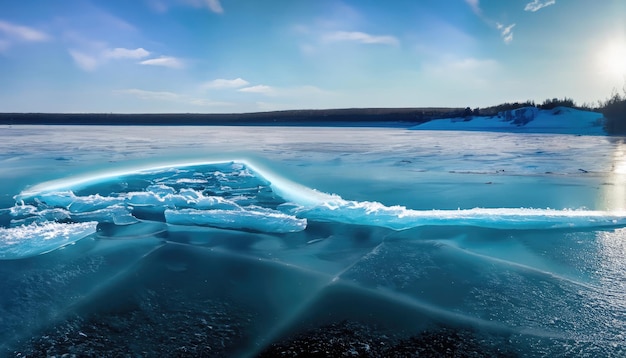 Spring Lake Blue Ice Rays Higgins Lake Michigan