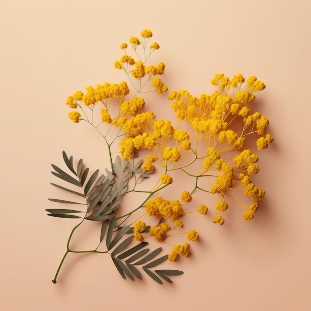 Spring Mimosa flower background Illustration AI Generative