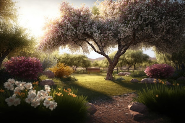 Spring Natural Background Illustration Generative AI