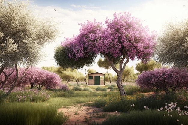 Spring Natural Background Illustration Generative AI