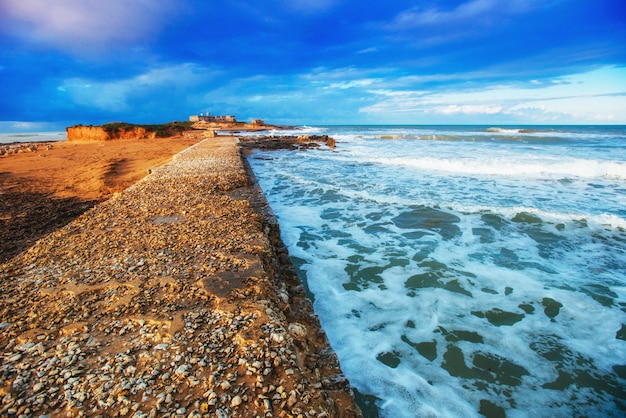 Spring panorama of sea coast city Trapany. Sicily, Italy Europe