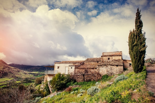 Spring panorama of sea coast city Trapany. Sicily, Italy, Europe