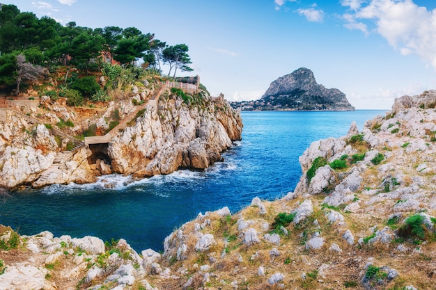 Spring panorama of sea coast city Trapany. Sicily, Italy, Europe